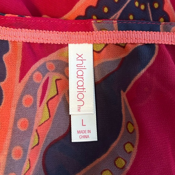 Xhiliration Boho Floral Empire Waist Maxi Dress SZ Large in Red Multi Print - Picture 6 of 7